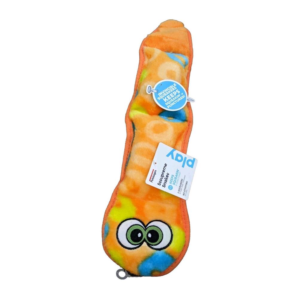 18" Dog Toys Orange Snake 2 Invincible Squakers Keep Squeaking If Punctured New